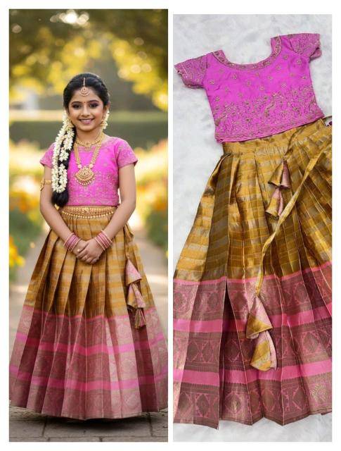 kids lehenga lichi silk  Children wear wholesaler in Surat